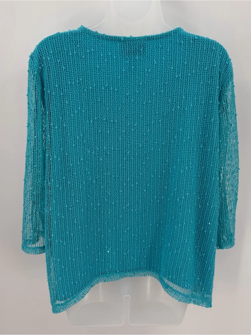 Alfred Dunner Top Women’s PM PETITE MEDIUM Turquoise 3/4 Slv Sharkbite Hem - Picture 4 of 11